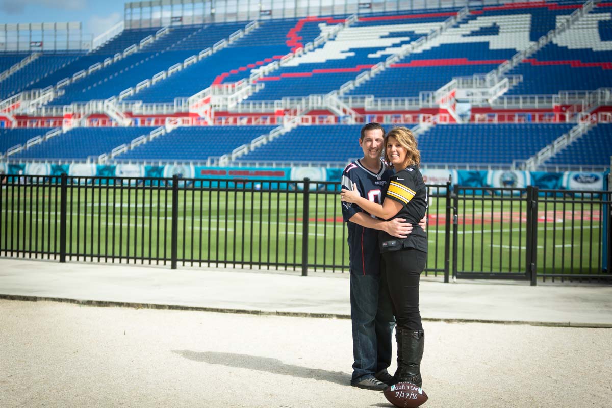 Boca Raton Engagement Photography session in Boca Raton at FAU football field