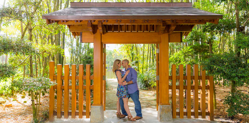 Engagement Photography session and pre-wedding photography at the Morikami Japanese Gardens by Delray Beach Photographer Alfredo Valentine of Couture Bridal Photography