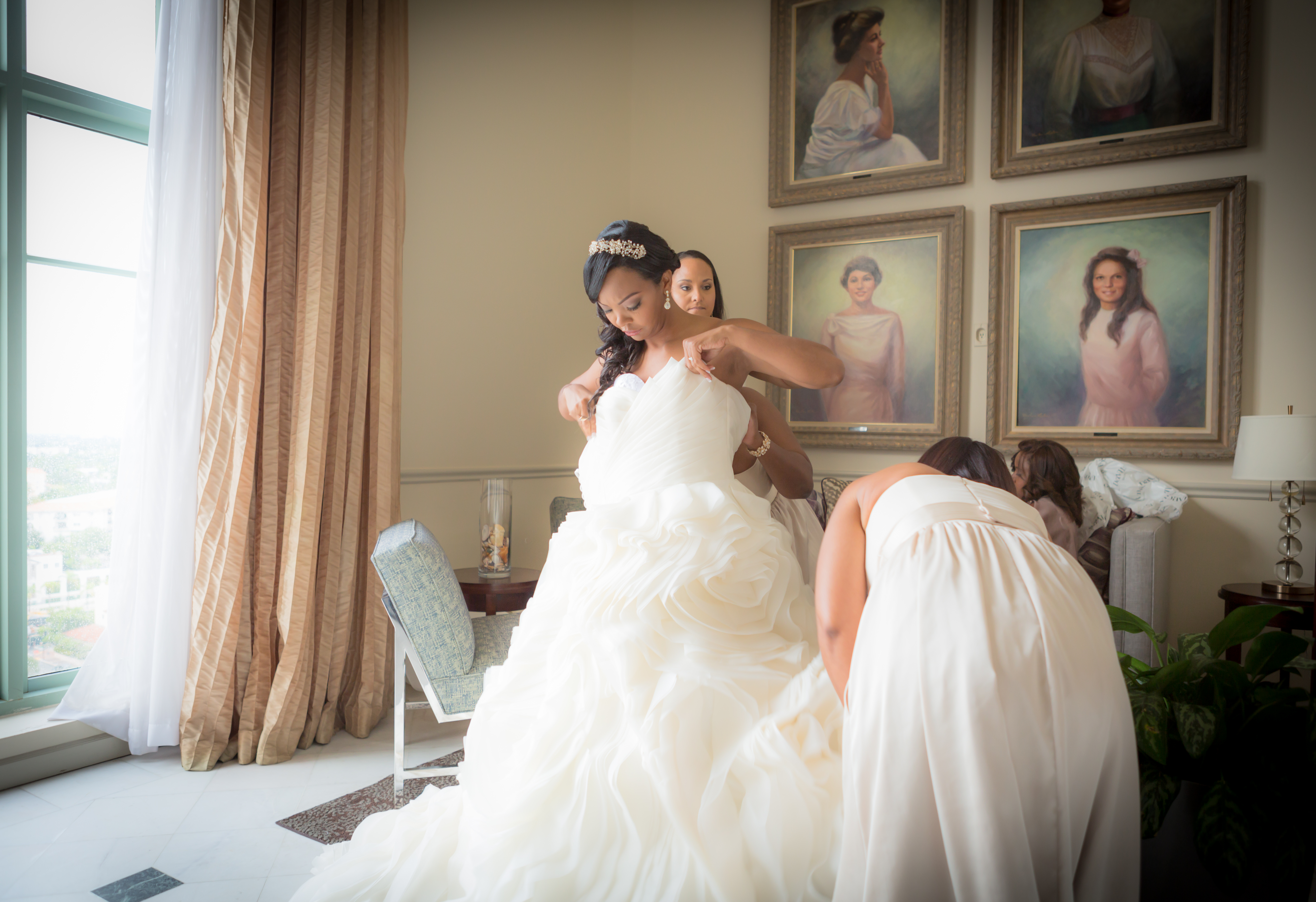 Getting ready wedding photograph in article on professional wedding photography prices