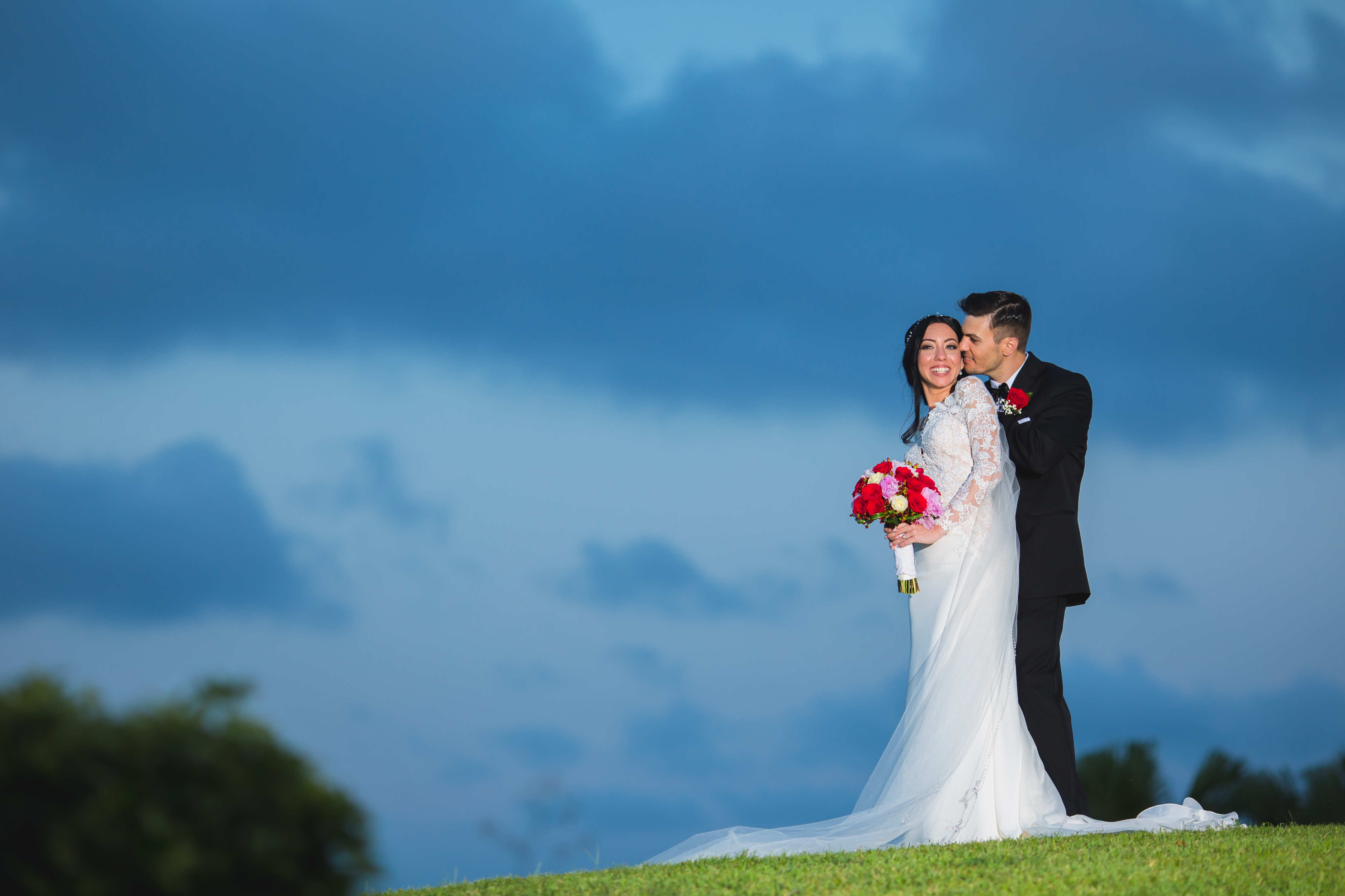 Bride and groom during portrait session on their wedding day at the Deer Creek Golf Club. The Deer Creek Golf Club is a beautiful wedding venue in Deerfield Beach. Couture Bridal Photography is the best rated award winning wedding photographer photographing weddings for couples getting married in Deerfield Beach and Deer Creek Golf Club. Couture Bridal Photography is the preferred Wedding Photography studio of any couple planning a wedding in Florida.